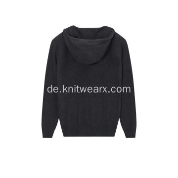 Herren-Hoodie aus gestrickter Baumwolle mit strukturiertem Faden